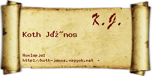 Koth János névjegykártya